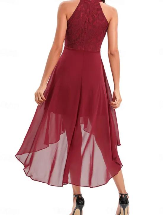 Women's Midi Dress Chiffon Dress A Line Dress Elegant Formal Wedding Party Regular Fit Sleeveless Crew Neck Navy Blue Purple Summer Women Work Dresses