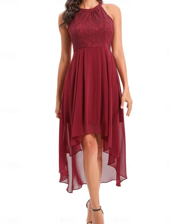 Women's Midi Dress Chiffon Dress A Line Dress Elegant Formal Wedding Party Regular Fit Sleeveless Crew Neck Navy Blue Purple Summer Women Work Dresses