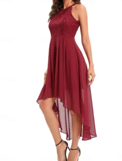 Women's Midi Dress Chiffon Dress A Line Dress Elegant Formal Wedding Party Regular Fit Sleeveless Crew Neck Navy Blue Purple Summer Women Work Dresses
