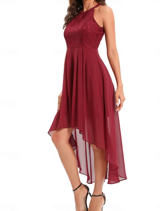 Women's Midi Dress Chiffon Dress A Line Dress Elegant Formal Wedding Party Regular Fit Sleeveless Crew Neck Navy Blue Purple Summer Women Work Dresses