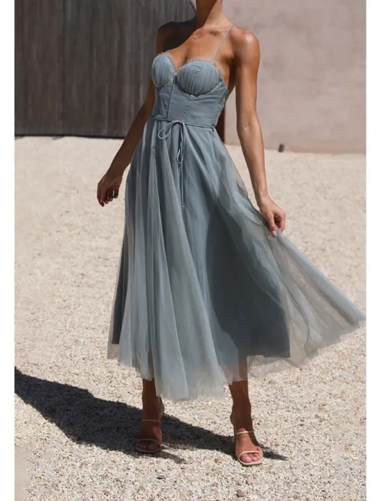 Hot Women's Midi Dress Cocktail Dress Wedding Guest Dress Chiffon Dress Slip Dress Classic Daily Holiday Weekend Regular Fit Plain Sleeveless Spaghetti Strap Black Pink Light Blue Summer Women Cocktail Dress