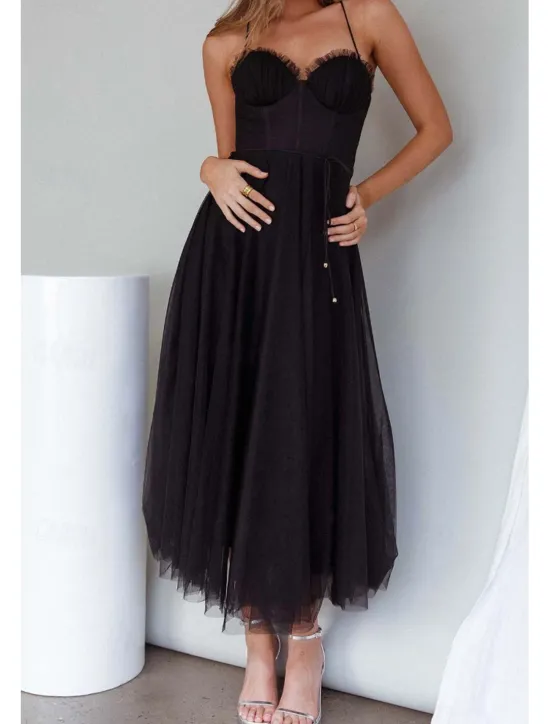 Hot Women's Midi Dress Cocktail Dress Wedding Guest Dress Chiffon Dress Slip Dress Classic Daily Holiday Weekend Regular Fit Plain Sleeveless Spaghetti Strap Black Pink Light Blue Summer Women Cocktail Dress