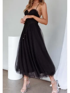 Hot Women's Midi Dress Cocktail Dress Wedding Guest Dress Chiffon Dress Slip Dress Classic Daily Holiday Weekend Regular Fit Plain Sleeveless Spaghetti Strap Black Pink Light Blue Summer Women Cocktail Dress