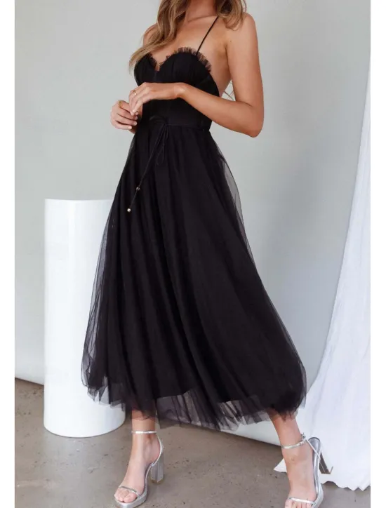 Hot Women's Midi Dress Cocktail Dress Wedding Guest Dress Chiffon Dress Slip Dress Classic Daily Holiday Weekend Regular Fit Plain Sleeveless Spaghetti Strap Black Pink Light Blue Summer Women Cocktail Dress