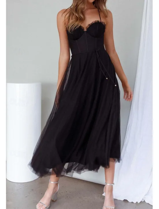 Hot Women's Midi Dress Cocktail Dress Wedding Guest Dress Chiffon Dress Slip Dress Classic Daily Holiday Weekend Regular Fit Plain Sleeveless Spaghetti Strap Black Pink Light Blue Summer Women Cocktail Dress
