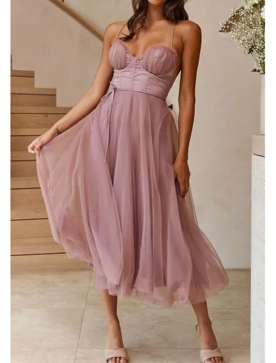 Hot Women's Midi Dress Cocktail Dress Wedding Guest Dress Chiffon Dress Slip Dress Classic Daily Holiday Weekend Regular Fit Plain Sleeveless Spaghetti Strap Black Pink Light Blue Summer Women Cocktail Dress