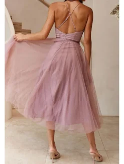 Hot Women's Midi Dress Cocktail Dress Wedding Guest Dress Chiffon Dress Slip Dress Classic Daily Holiday Weekend Regular Fit Plain Sleeveless Spaghetti Strap Black Pink Light Blue Summer Women Cocktail Dress