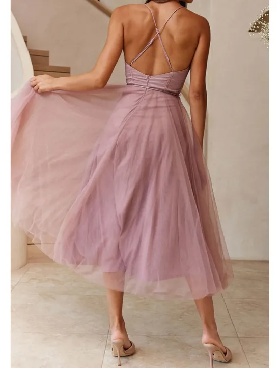 Hot Women's Midi Dress Cocktail Dress Wedding Guest Dress Chiffon Dress Slip Dress Classic Daily Holiday Weekend Regular Fit Plain Sleeveless Spaghetti Strap Black Pink Light Blue Summer Women Cocktail Dress
