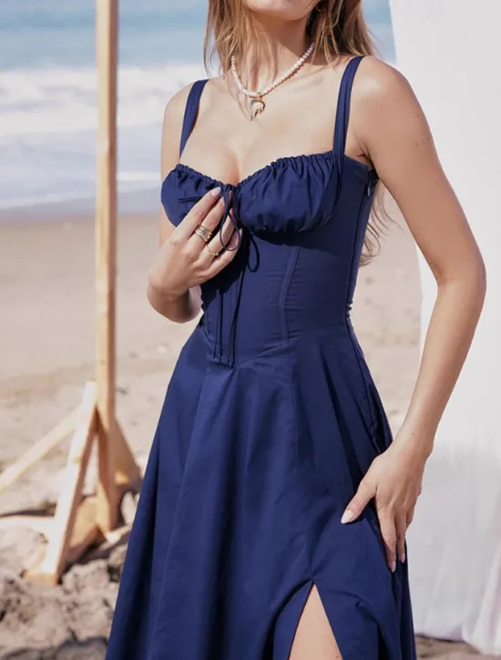 Outlet Women's Midi Dress Cocktail Dress Fashion Outdoor Party Tea Party Regular Fit Plain Sleeveless U Neck Red Blue Summer Women Cocktail Dress