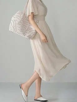 Best Women's Midi Dress Cocktail Dress Wedding Guest Dress Chiffon Dress Fashion Modern Vacation Tea Party Weekend Regular Fit Plain Short Sleeve V Neck Black White Pink Apricot Summer Women Cocktail Dress