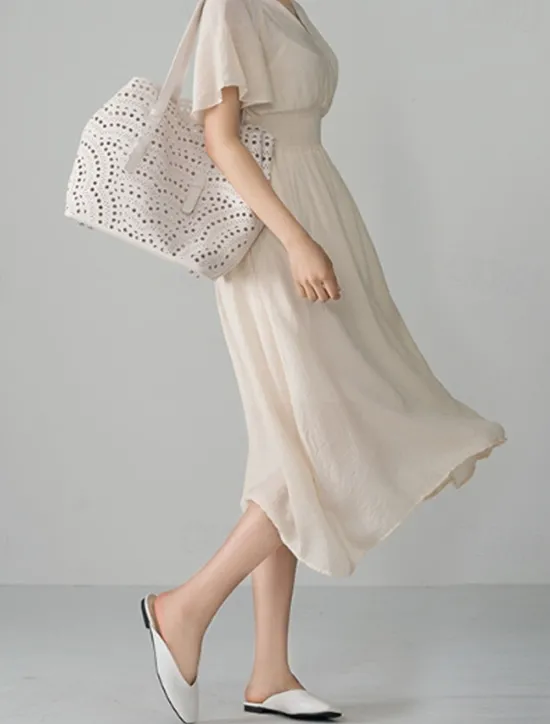 Best Women's Midi Dress Cocktail Dress Wedding Guest Dress Chiffon Dress Fashion Modern Vacation Tea Party Weekend Regular Fit Plain Short Sleeve V Neck Black White Pink Apricot Summer Women Cocktail Dress