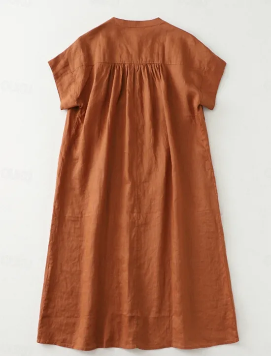 Clearance Women's Midi Dress Cotton Dress Summer Dress Casual Daily Regular Fit Plain Short Sleeve Crew Neck Black Brown Apricot Summer Women Casual Dress