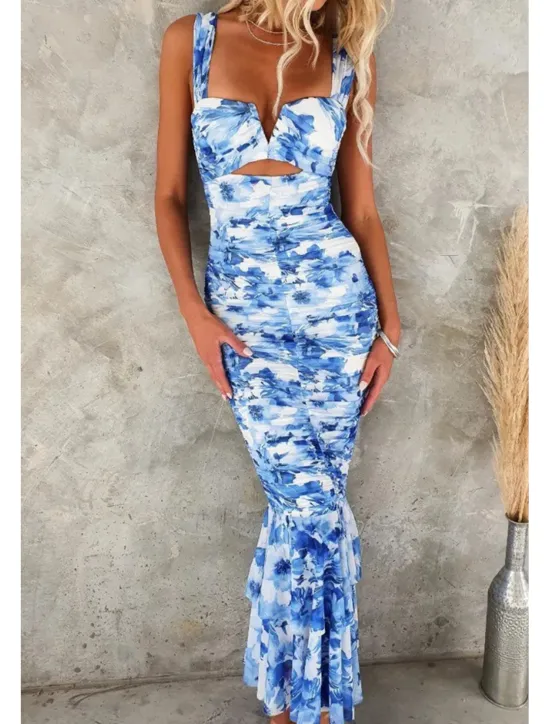 Hot Women's Midi Dress Floral Dress Print Dress Fashion Modern Outdoor Vacation Holiday Regular Fit Flower Sleeveless U Neck Black White Red Blue Summer Women Floral Dresses