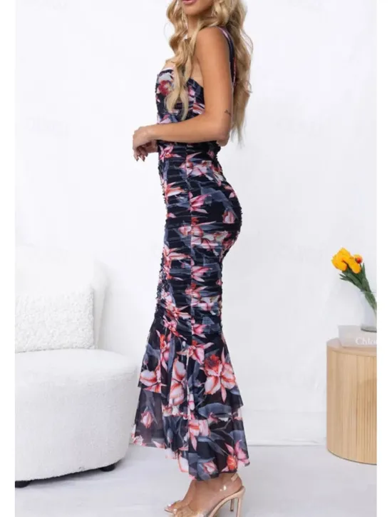 Hot Women's Midi Dress Floral Dress Print Dress Fashion Modern Outdoor Vacation Holiday Regular Fit Flower Sleeveless U Neck Black White Red Blue Summer Women Floral Dresses