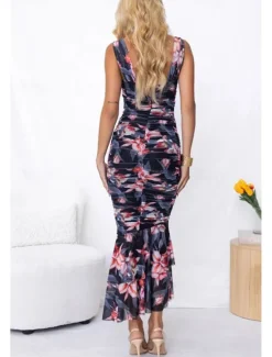 Hot Women's Midi Dress Floral Dress Print Dress Fashion Modern Outdoor Vacation Holiday Regular Fit Flower Sleeveless U Neck Black White Red Blue Summer Women Floral Dresses