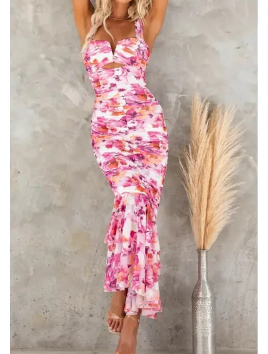 Hot Women's Midi Dress Floral Dress Print Dress Fashion Modern Outdoor Vacation Holiday Regular Fit Flower Sleeveless U Neck Black White Red Blue Summer Women Floral Dresses