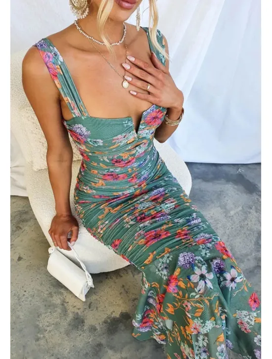 Hot Women's Midi Dress Floral Dress Print Dress Fashion Modern Outdoor Vacation Holiday Regular Fit Flower Sleeveless U Neck Black White Red Blue Summer Women Floral Dresses