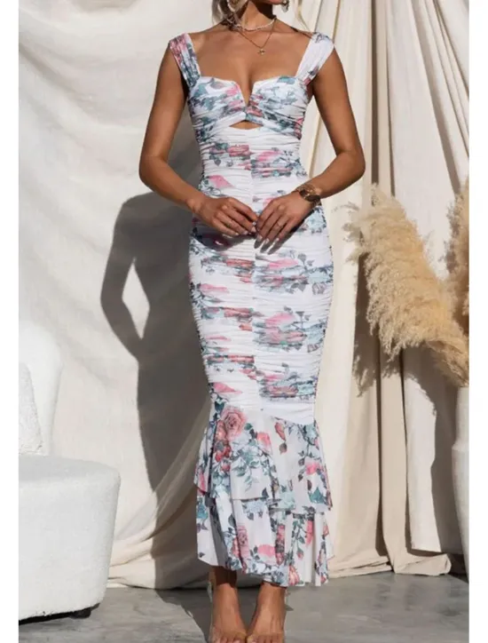 Hot Women's Midi Dress Floral Dress Print Dress Fashion Modern Outdoor Vacation Holiday Regular Fit Flower Sleeveless U Neck Black White Red Blue Summer Women Floral Dresses