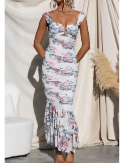 Hot Women's Midi Dress Floral Dress Print Dress Fashion Modern Outdoor Vacation Holiday Regular Fit Flower Sleeveless U Neck Black White Red Blue Summer Women Floral Dresses
