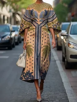 Hot Women's Midi Dress Floral Dress Print Dress Elegant Fashion Outdoor Vacation Daily Regular Fit Flower Half Sleeve Crew Neck Black Pink Blue Purple Summer Women Floral Dresses