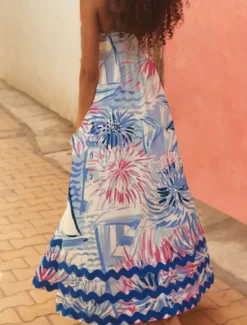 Hot Women's Midi Dress Floral Dress Slip Dress Print Dress Classic Modern Outdoor Vacation Holiday Regular Fit Flower Sleeveless Spaghetti Strap White Navy Blue Royal Blue Blue Summer Women Floral Dresses