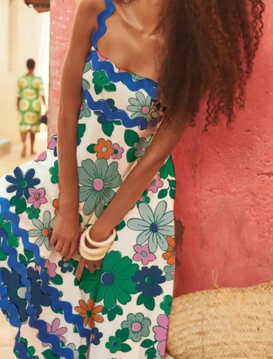 Hot Women's Midi Dress Floral Dress Slip Dress Print Dress Classic Modern Outdoor Vacation Holiday Regular Fit Flower Sleeveless Spaghetti Strap White Navy Blue Royal Blue Blue Summer Women Floral Dresses