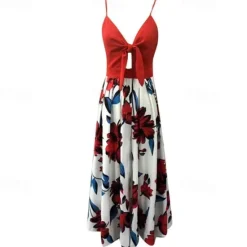 Clearance Women's Midi Dress Graduation Dress Swing Dress Summer Dress Slip Dress Fashion Outdoor Holiday Date Regular Fit Leopard Flower Sleeveless Straps Black White Ivory Red Summer Women White Dresses|Floral Dresses