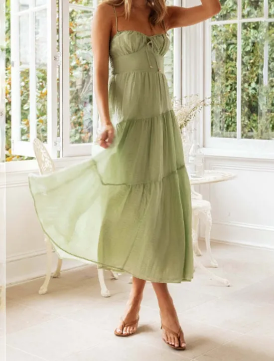Hot Women's Midi Dress Graduation Dress Slip Dress Fashion Modern Birthday Date Going out Regular Fit Plain Sleeveless Spaghetti Strap Orange Green Summer Women Vacation Dresses
