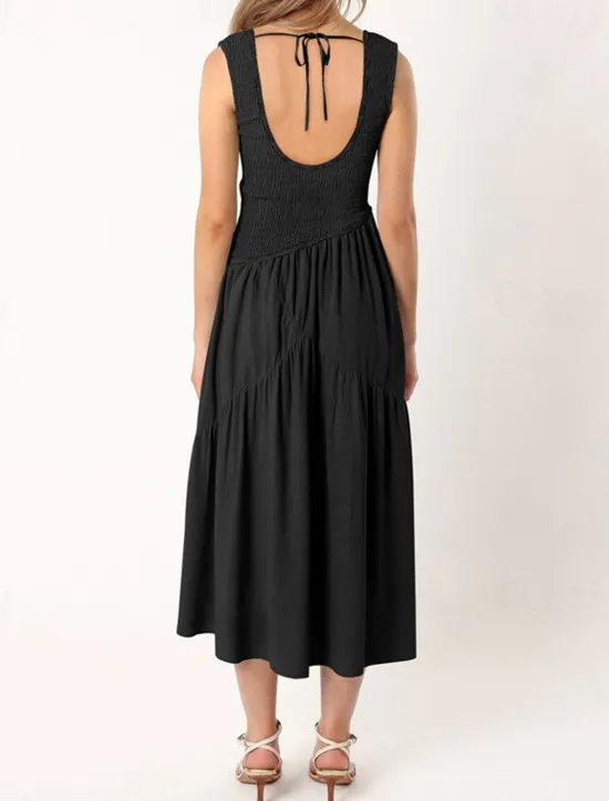 New Women's Midi Dress Graduation Dress Casual Dress A Line Dress Summer Dress Stylish Casual Vacation Daily Date Regular Fit Plain Sleeveless Scoop Neck Black White Light Green Pink Summer Women White Dresses