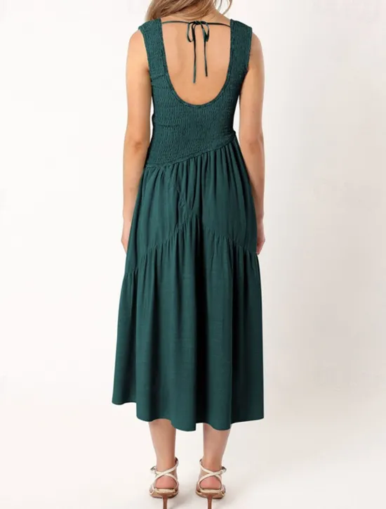 New Women's Midi Dress Graduation Dress Casual Dress A Line Dress Summer Dress Stylish Casual Vacation Daily Date Regular Fit Plain Sleeveless Scoop Neck Black White Light Green Pink Summer Women White Dresses