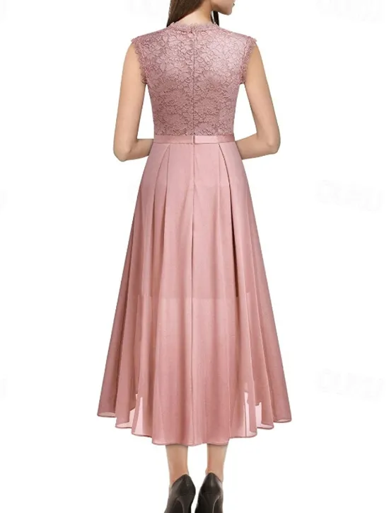 Clearance Women's Midi Dress Party Dress Cocktail Dress Wedding Guest Dress Chiffon Dress Fashion Modern Party Special Occasion Tea Party Regular Fit Plain Sleeveless Crew Neck Black Pink Summer Women Cocktail Dress