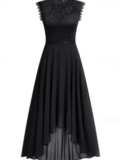Clearance Women's Midi Dress Party Dress Cocktail Dress Wedding Guest Dress Chiffon Dress Fashion Modern Party Special Occasion Tea Party Regular Fit Plain Sleeveless Crew Neck Black Pink Summer Women Cocktail Dress