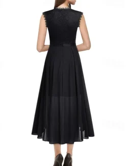 Clearance Women's Midi Dress Party Dress Cocktail Dress Wedding Guest Dress Chiffon Dress Fashion Modern Party Special Occasion Tea Party Regular Fit Plain Sleeveless Crew Neck Black Pink Summer Women Cocktail Dress