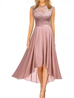 Clearance Women's Midi Dress Party Dress Cocktail Dress Wedding Guest Dress Chiffon Dress Fashion Modern Party Special Occasion Tea Party Regular Fit Plain Sleeveless Crew Neck Black Pink Summer Women Cocktail Dress