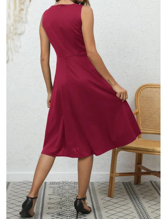 Discount Women's Midi Dress Party Dress Cocktail Dress Fashion Party Birthday Date Regular Fit Plain Sleeveless V Neck Black Wine Blue Dark Green Summer Women Cocktail Dress