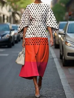 Best Women's Midi Dress Print Dress Elegant Fashion Outdoor Holiday Date Regular Fit Color Block Striped Half Sleeve Crew Neck Black White Summer Women Floral Dresses