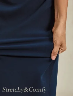 Online Women's Midi Dress Sheath Dress Elegant Wedding Party Wedding Guest Regular Fit Solid Color Sleeveless Halter Neck Off Shoulder Fall Winter Women Cocktail Dress