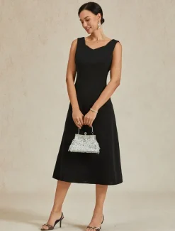 Hot Women's Midi Dress Sheath Dress A Line Dress Elegant Wedding Party Wedding Guest Regular Fit Solid Color Sleeveless V Neck Gray Pink Black Burgundy Navy Blue Summer Spring Fall Winter Women Cocktail Dress
