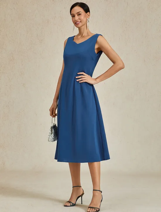 Hot Women's Midi Dress Sheath Dress A Line Dress Elegant Wedding Party Wedding Guest Regular Fit Solid Color Sleeveless V Neck Gray Pink Black Burgundy Navy Blue Summer Spring Fall Winter Women Cocktail Dress