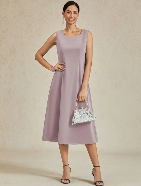 Hot Women's Midi Dress Sheath Dress A Line Dress Elegant Wedding Party Wedding Guest Regular Fit Solid Color Sleeveless V Neck Gray Pink Black Burgundy Navy Blue Summer Spring Fall Winter Women Cocktail Dress