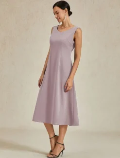 Hot Women's Midi Dress Sheath Dress A Line Dress Elegant Wedding Party Wedding Guest Regular Fit Solid Color Sleeveless V Neck Gray Pink Black Burgundy Navy Blue Summer Spring Fall Winter Women Cocktail Dress