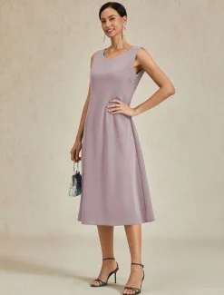 Hot Women's Midi Dress Sheath Dress A Line Dress Elegant Wedding Party Wedding Guest Regular Fit Solid Color Sleeveless V Neck Gray Pink Black Burgundy Navy Blue Summer Spring Fall Winter Women Cocktail Dress