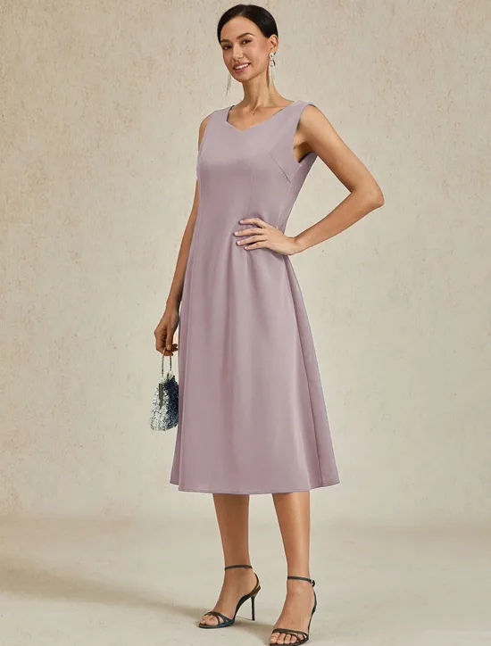 Hot Women's Midi Dress Sheath Dress A Line Dress Elegant Wedding Party Wedding Guest Regular Fit Solid Color Sleeveless V Neck Gray Pink Black Burgundy Navy Blue Summer Spring Fall Winter Women Cocktail Dress