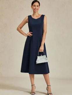 Hot Women's Midi Dress Sheath Dress A Line Dress Elegant Wedding Party Wedding Guest Regular Fit Solid Color Sleeveless V Neck Gray Pink Black Burgundy Navy Blue Summer Spring Fall Winter Women Cocktail Dress