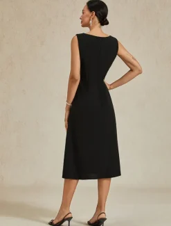 Hot Women's Midi Dress Sheath Dress A Line Dress Elegant Wedding Party Wedding Guest Regular Fit Solid Color Sleeveless V Neck Gray Pink Black Burgundy Navy Blue Summer Spring Fall Winter Women Cocktail Dress