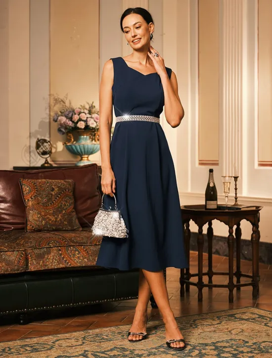 Hot Women's Midi Dress Sheath Dress A Line Dress Elegant Wedding Party Wedding Guest Regular Fit Solid Color Sleeveless V Neck Gray Pink Black Burgundy Navy Blue Summer Spring Fall Winter Women Cocktail Dress