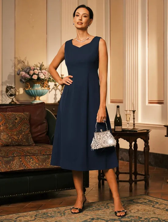 Hot Women's Midi Dress Sheath Dress A Line Dress Elegant Wedding Party Wedding Guest Regular Fit Solid Color Sleeveless V Neck Gray Pink Black Burgundy Navy Blue Summer Spring Fall Winter Women Cocktail Dress
