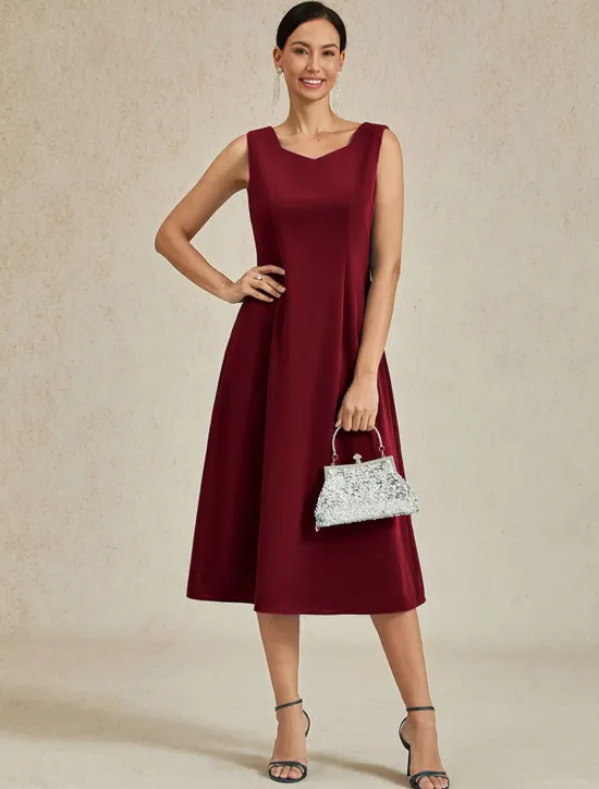 Hot Women's Midi Dress Sheath Dress A Line Dress Elegant Wedding Party Wedding Guest Regular Fit Solid Color Sleeveless V Neck Gray Pink Black Burgundy Navy Blue Summer Spring Fall Winter Women Cocktail Dress
