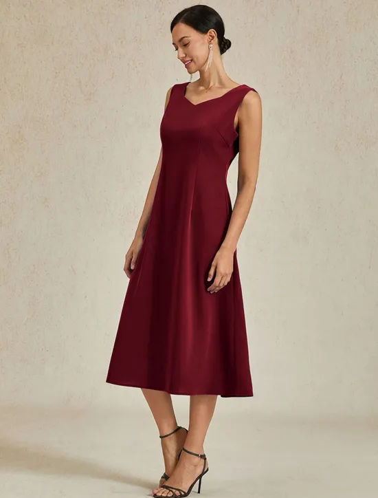Hot Women's Midi Dress Sheath Dress A Line Dress Elegant Wedding Party Wedding Guest Regular Fit Solid Color Sleeveless V Neck Gray Pink Black Burgundy Navy Blue Summer Spring Fall Winter Women Cocktail Dress
