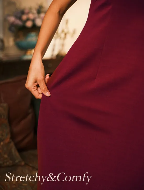 Hot Women's Midi Dress Sheath Dress A Line Dress Elegant Wedding Party Wedding Guest Regular Fit Solid Color Sleeveless V Neck Gray Pink Black Burgundy Navy Blue Summer Spring Fall Winter Women Cocktail Dress